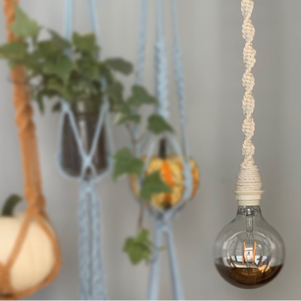 Macrame hanging light cord